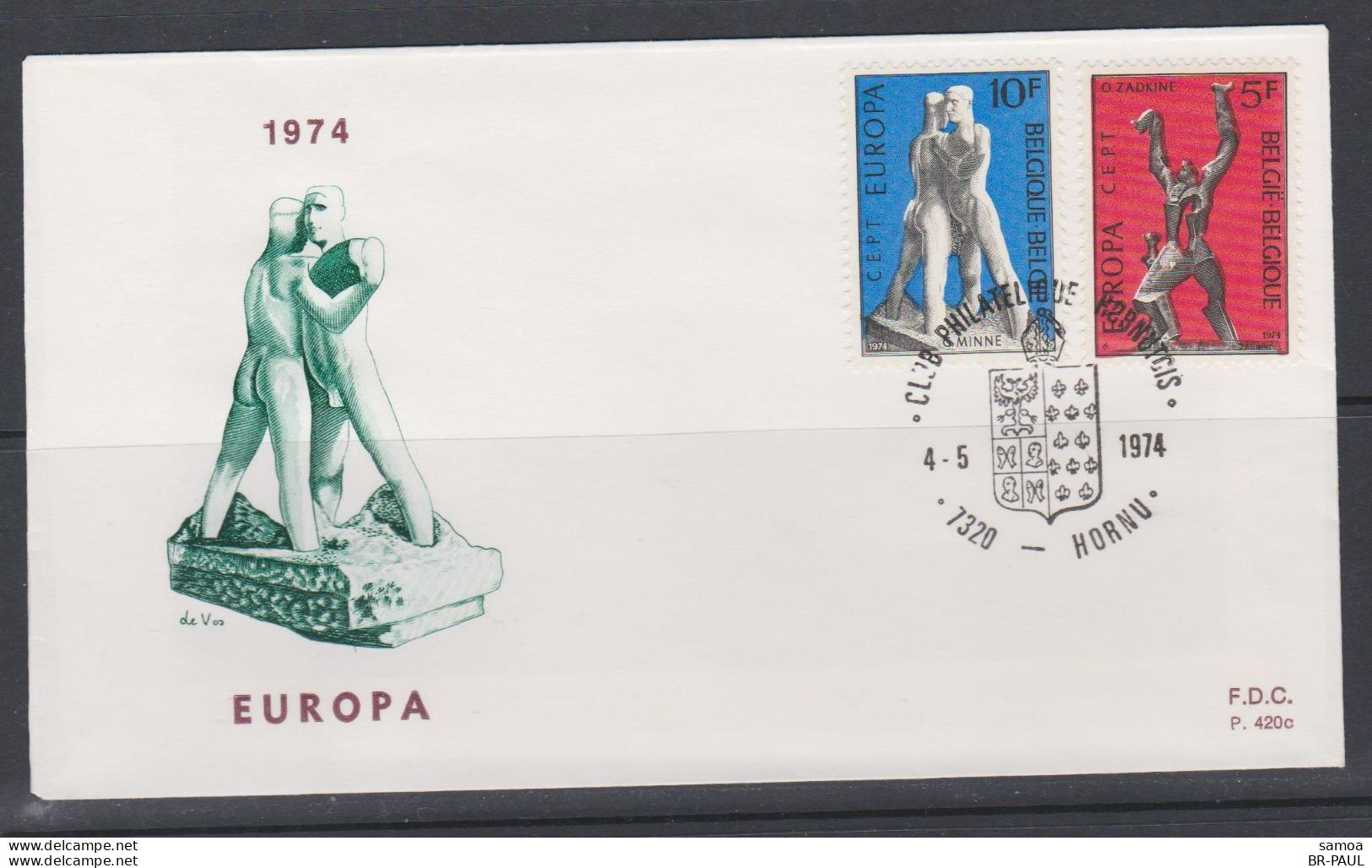 BELGIQUE / ENVELOPPE FDC 1974 - HORNU - Usati