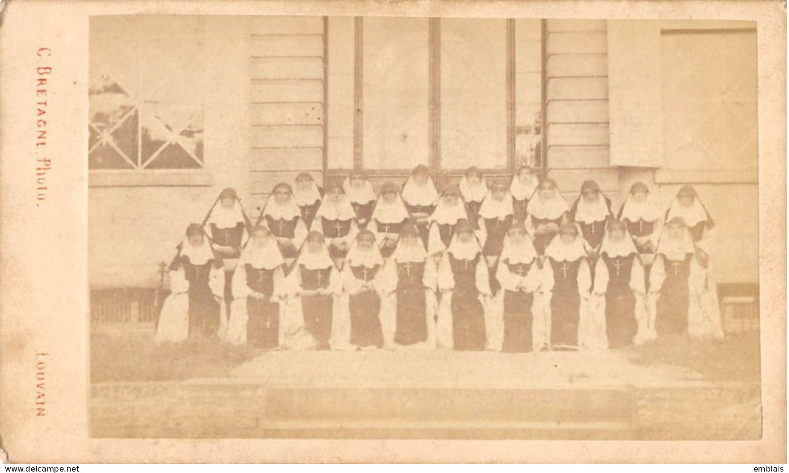 LOUVAIN - Photo CDV Ecole Religieuse Avec Sa Communauté Religieuse Par Le Photographe C.BRETAGNE, Louvain - Antiche (ante 1900)