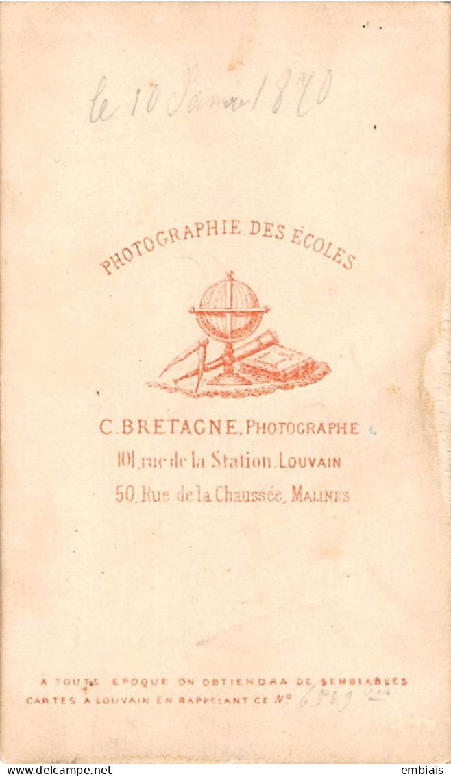 LOUVAIN - Photo CDV Ecole Religieuse Avec Sa Communauté Religieuse Par Le Photographe C.BRETAGNE, Louvain - Old (before 1900)