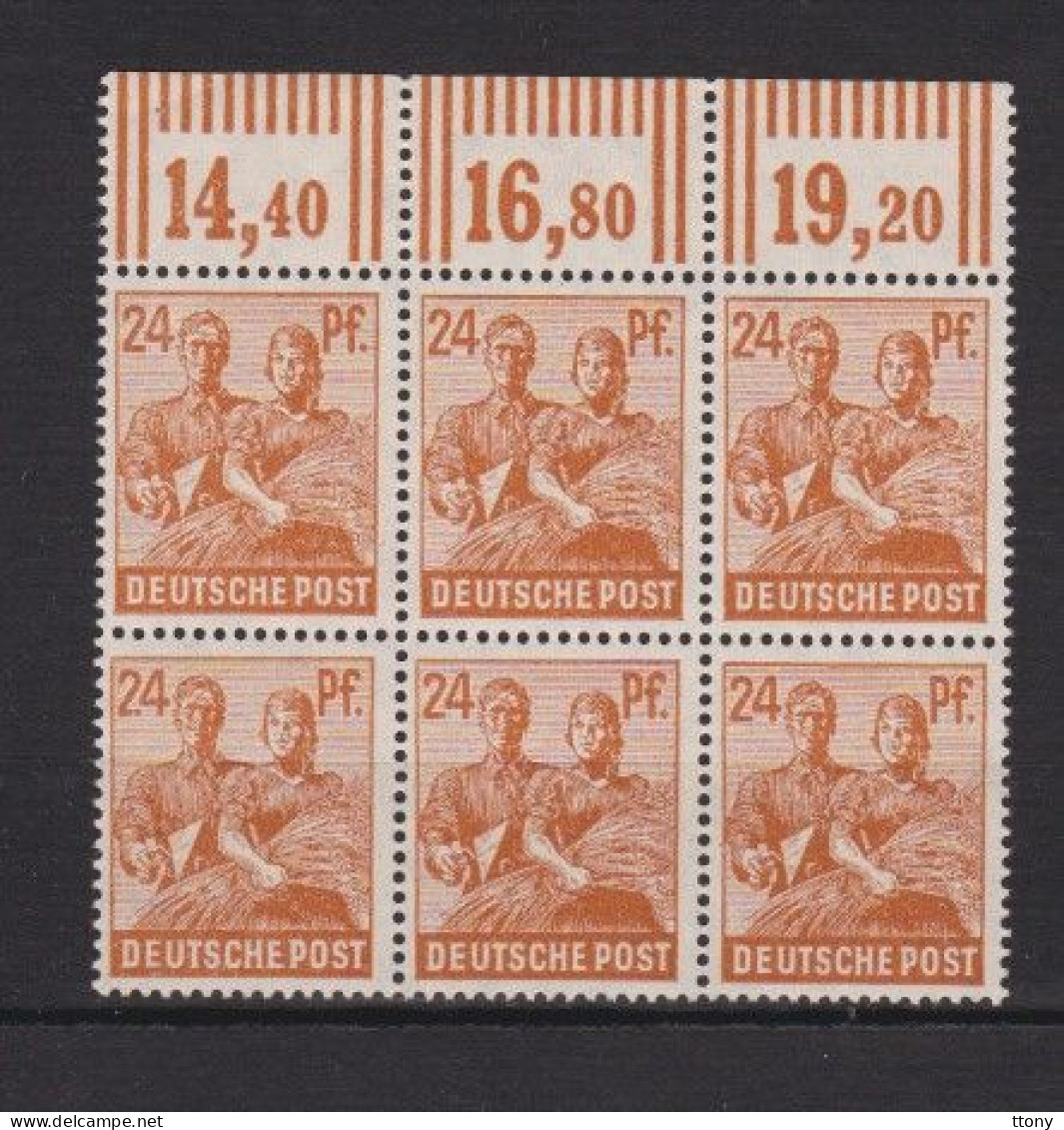 Un Bloc  6 Timbres  1947  24 Pf  N°  951   **   Allemagne   Occupation Alliée   Zone Interalliée AAS   Deutsche Post - Mint