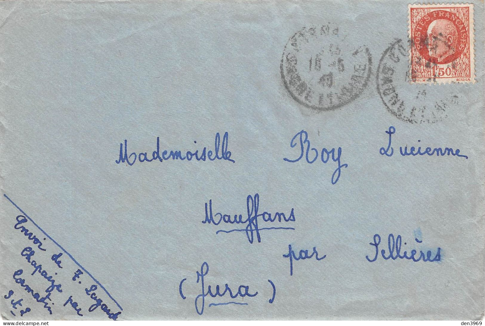 Enveloppe Lucienne Roy à MAUFFANS (Jura) - Envoi De Lagarde à Chapaize - Lettre à L'intérieur - Cachet Poste 1943 - Sonstige & Ohne Zuordnung