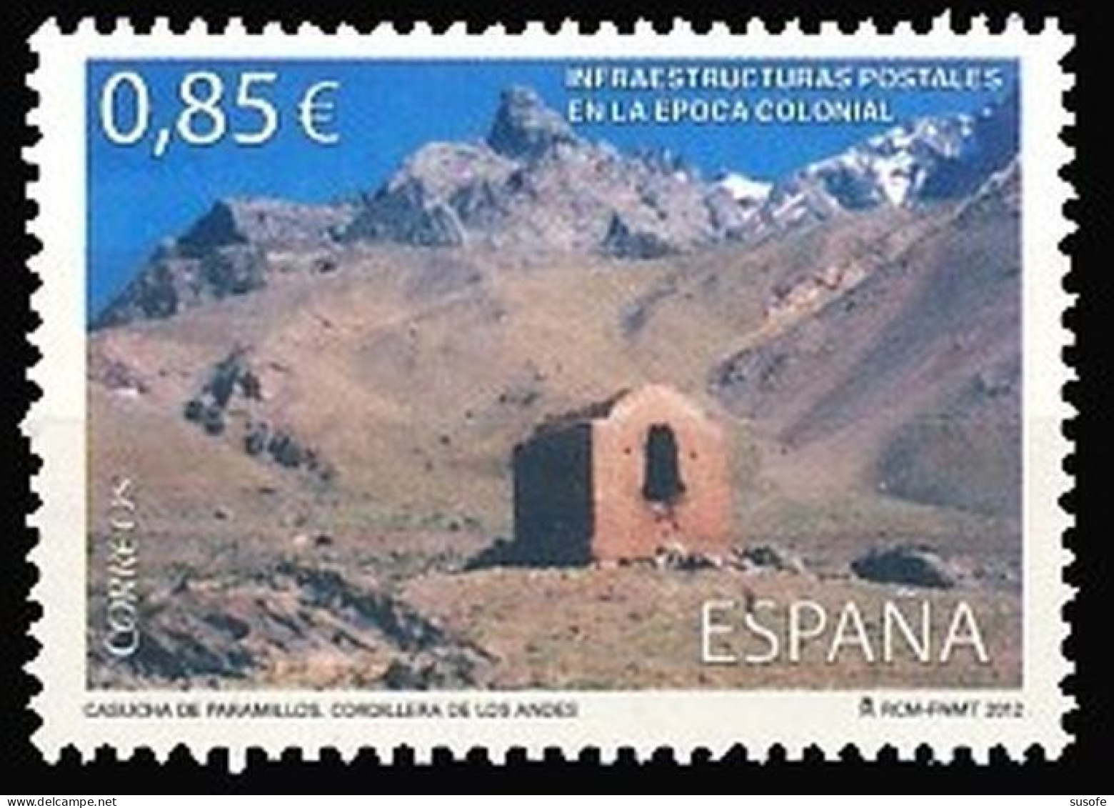 España 2012 Edifil 4752 Sello ** Infraestructuras Postales En La Epoca Colonial Casucha De Paramillos Argentina - Unused Stamps