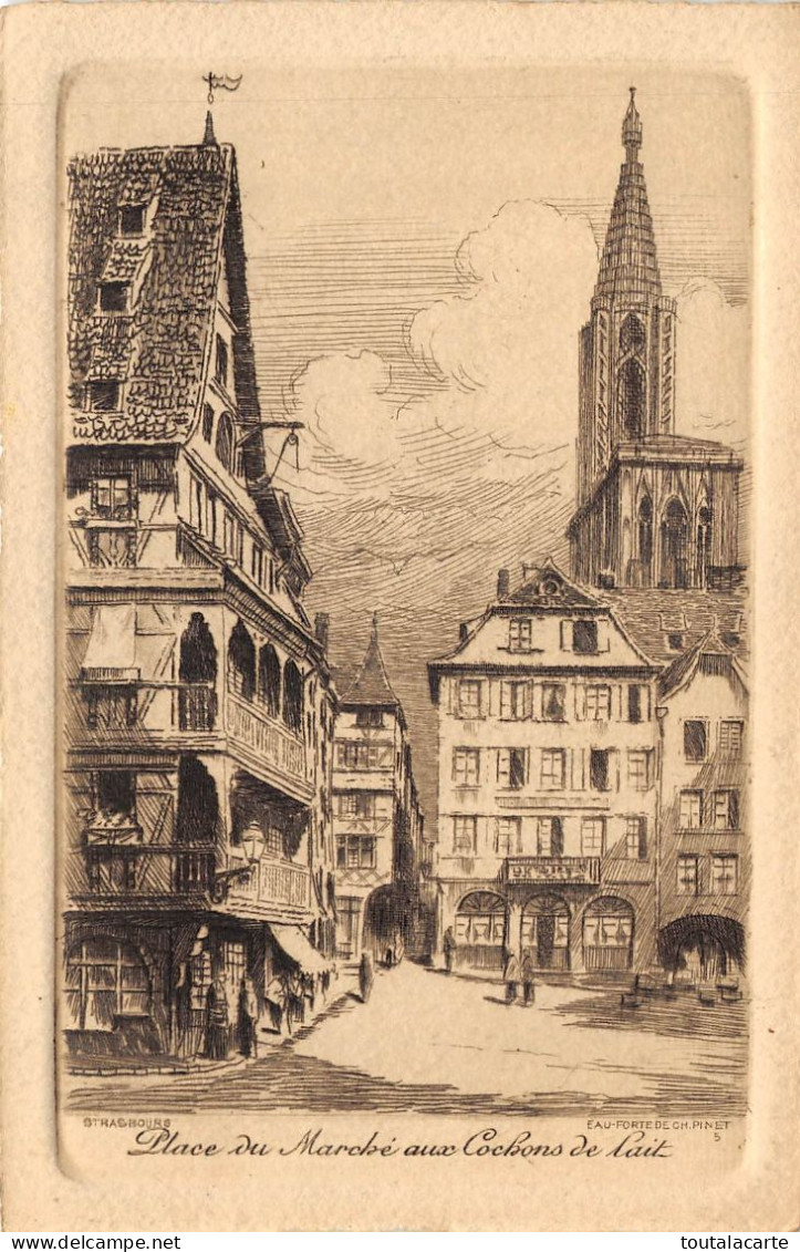 LOT DE 14 CARTES STRASBOURG  LITHOGRAPHIES MAIS SURTOUT GRAVURES