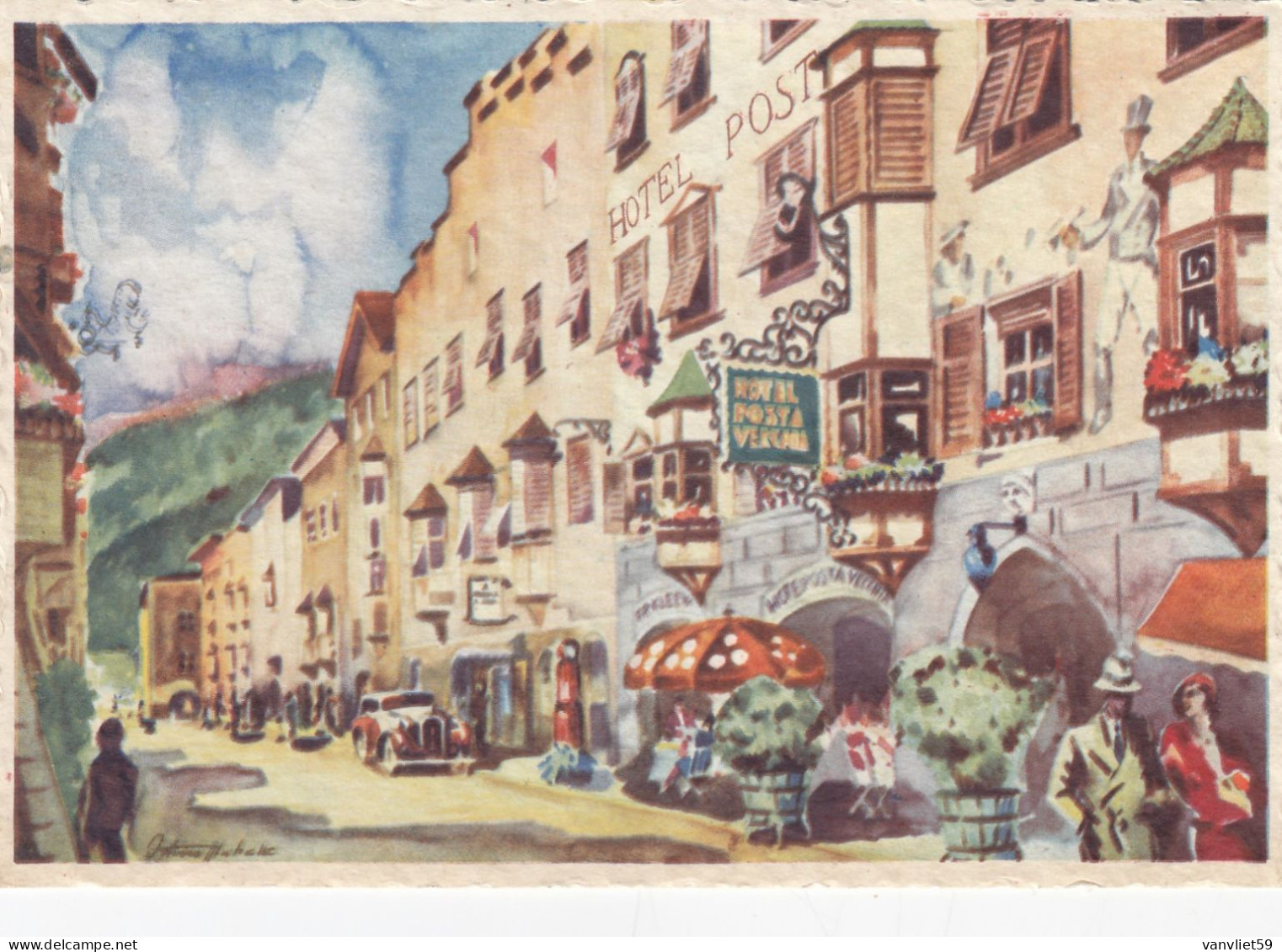 VIPITENO-STERZING-BOZEN-BOLZANO-HOTEL CENTRALE =POSTA VECCHIA=- CARTOLINA  CARTA GOFFRATA-VIAGG. IL 19-8-1935 - Bolzano