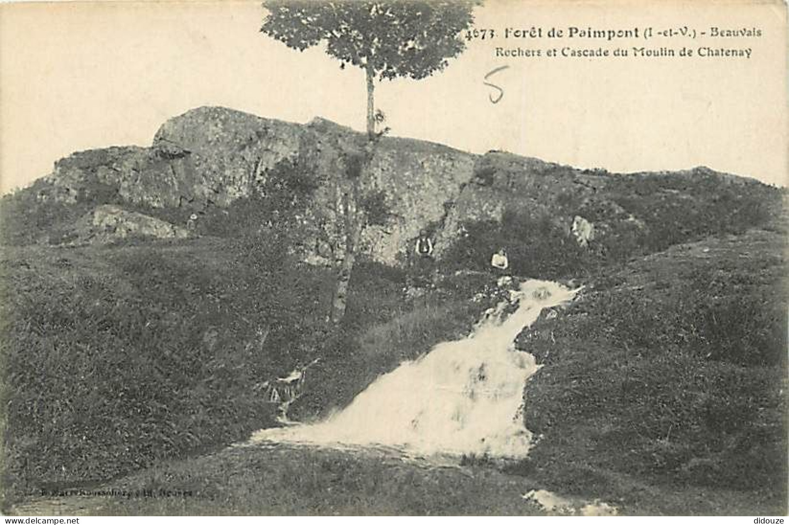 35 - Foret De Paimpont - Rochers Et Cascade Du Moulin De Chatenay - Animée - Voyagée En 1916 - CPA - Voir Scans Recto-Ve - Autres & Non Classés