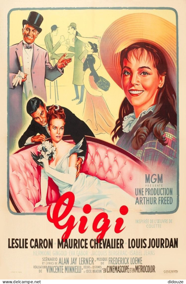 Cinema - Gigi - Leslie Caron - Maurice Chevalier - Louis Jourdan - Illustration Vintage - Affiche De Film - CPM - Carte  - Afiches En Tarjetas