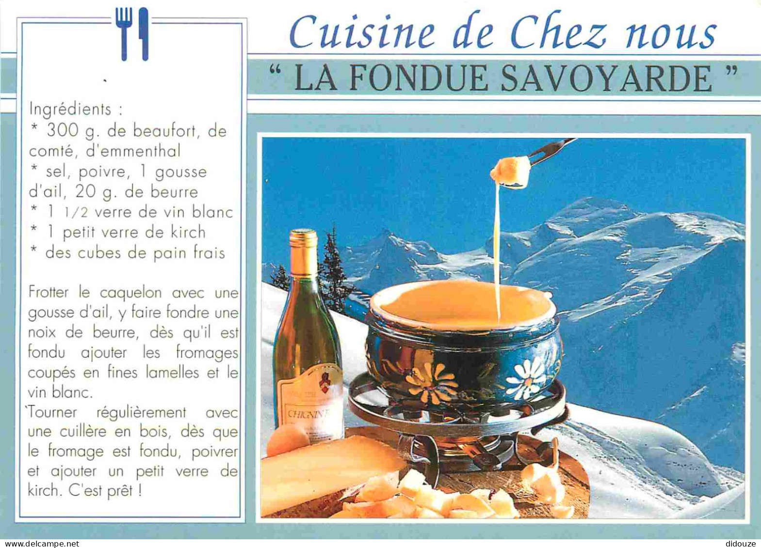 Recettes De Cuisine - Fondue Savoyarde - Gastronomie - CPM - Carte Neuve - Voir Scans Recto-Verso - Recipes (cooking)