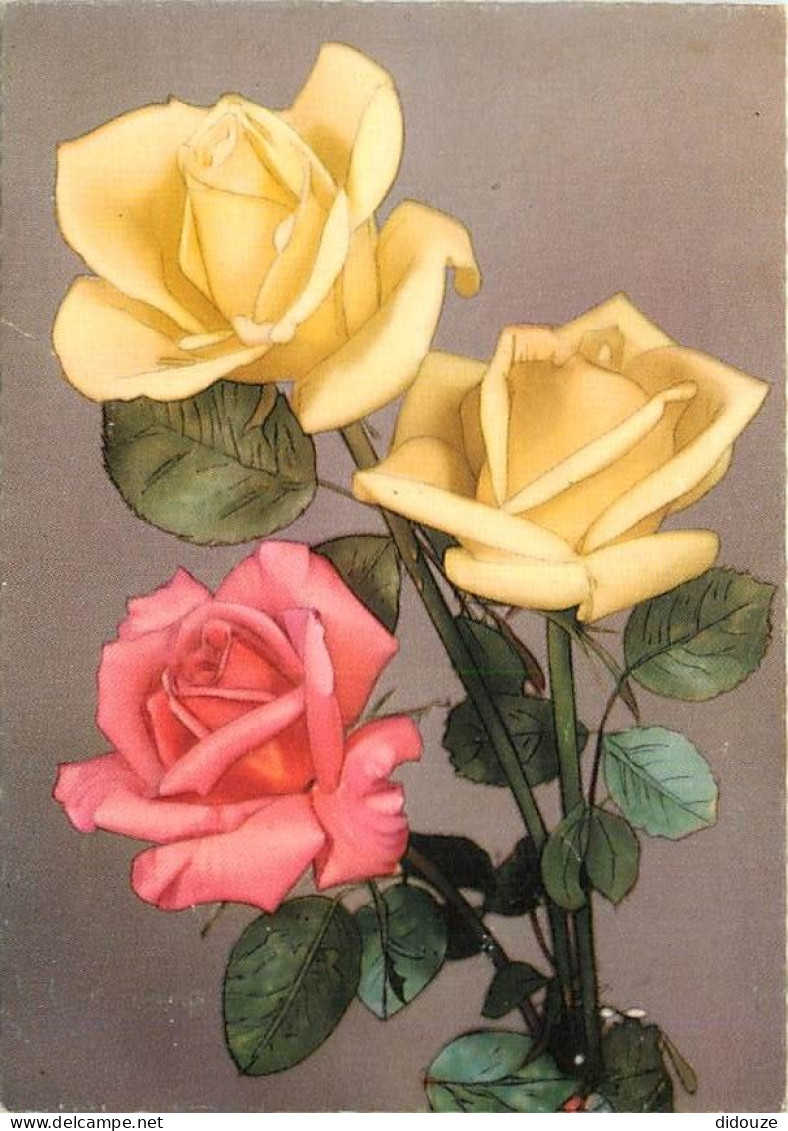 Fleurs - Roses - Illustration - Carte Dentelée - CPSM Grand Format - Carte Neuve - Voir Scans Recto-Verso - Blumen