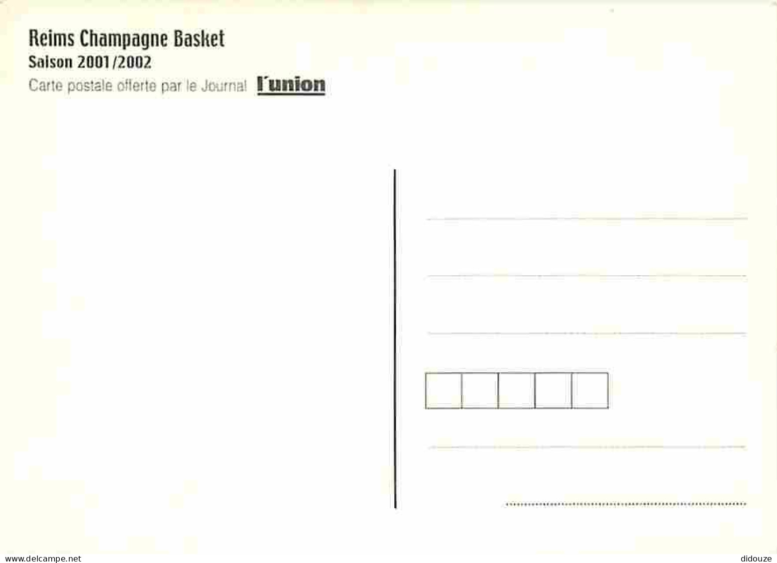 Sports - Basket Ball - Reims - Reims Champagne Basket - Saison 2001 2002 - CPM - Voir Scans Recto-Verso - Basketball