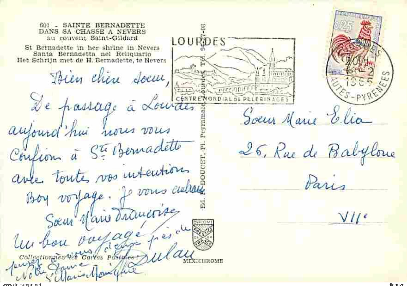 58 - Nevers - Le Couvent Saint Gildas - Sainte Bernadette Dans La Châsse - Flamme Postale De Lourdes - CPM - Voir Scans  - Nevers