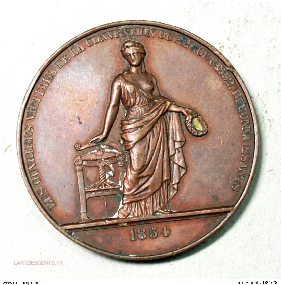 Medaille Ouvriers Victimes De Convention Du 22/08/1852 Reconnaissants - Professionals/Firms