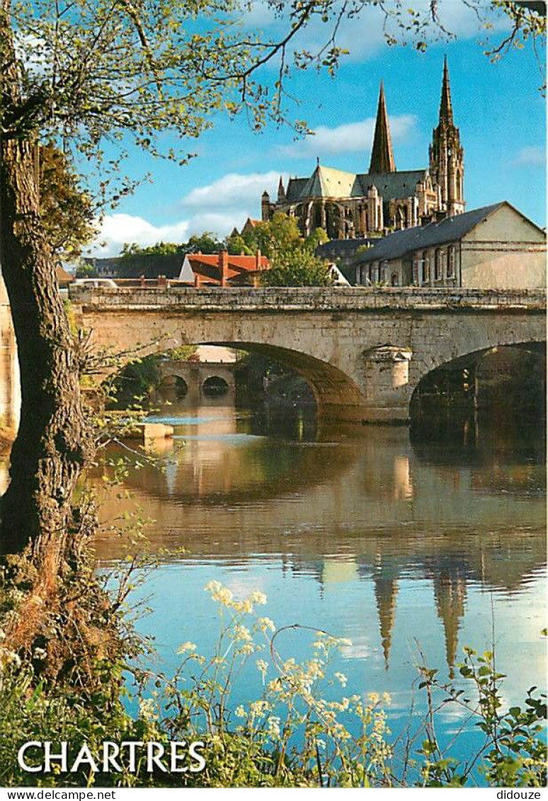 28 - Chartres - Les Ponts Sur L'Eure Et La Cathédrale (XIIe Siècle), «ux Flèches De 106 Et 115 Mètres - CPM - Voir Scans - Chartres