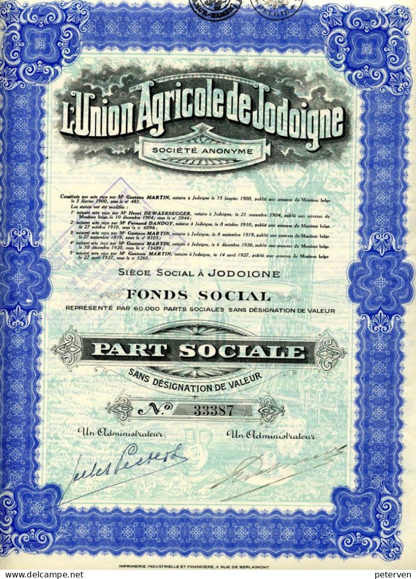 L'UNION AGRICOLE De JODOIGNE - Agriculture