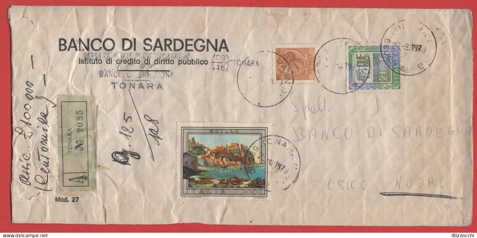 ITALIA - Storia Postale Repubblica - 1979 - 220 Turismo 6ª Emissione; Scilla + 2000 Alti Valori + 50 Antica Moneta Sirac - 1981-90: Storia Postale