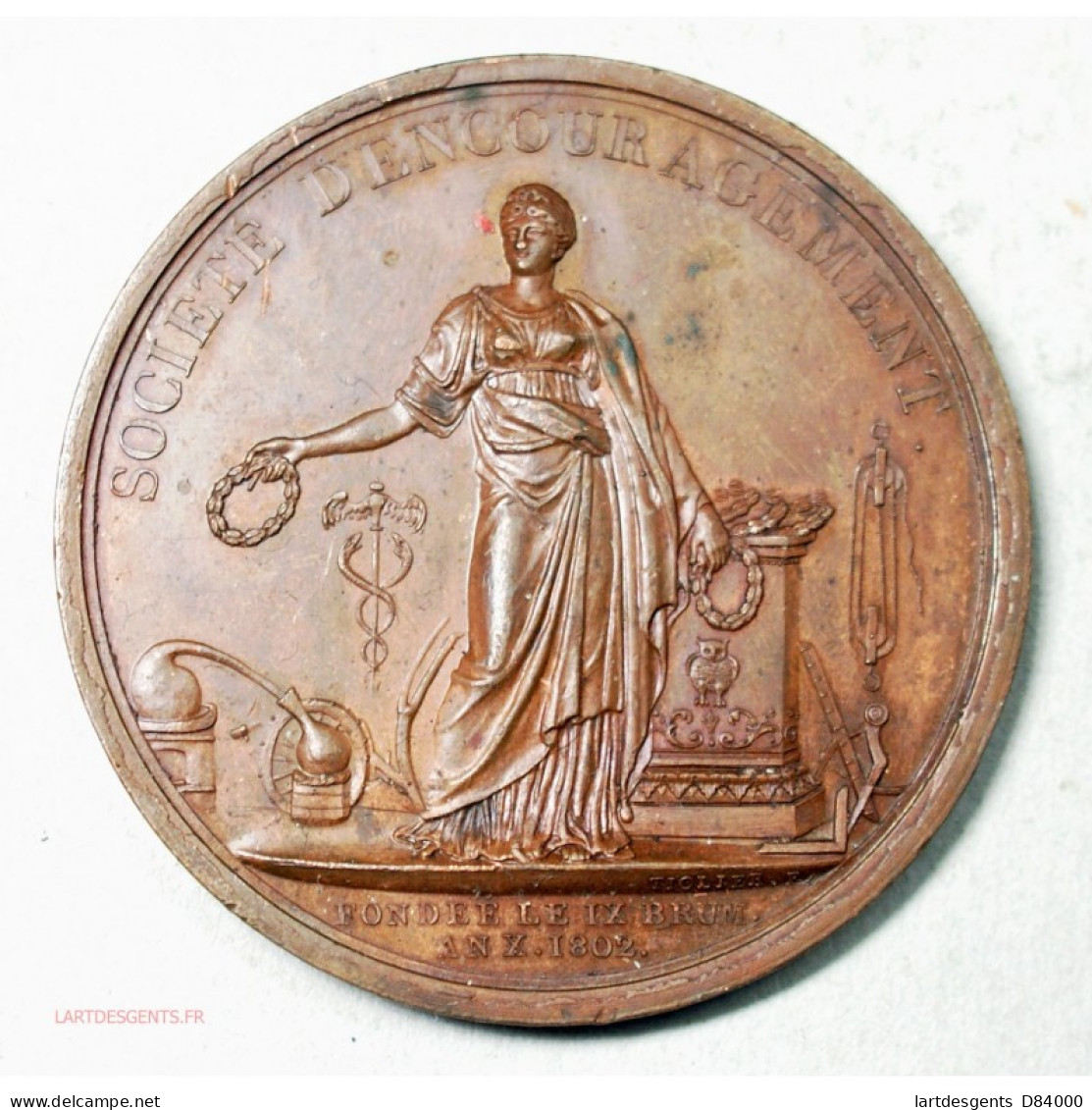 Medaille Société D'encouragement Décernée En 1858 Par Tiolier.F - Professionali/Di Società