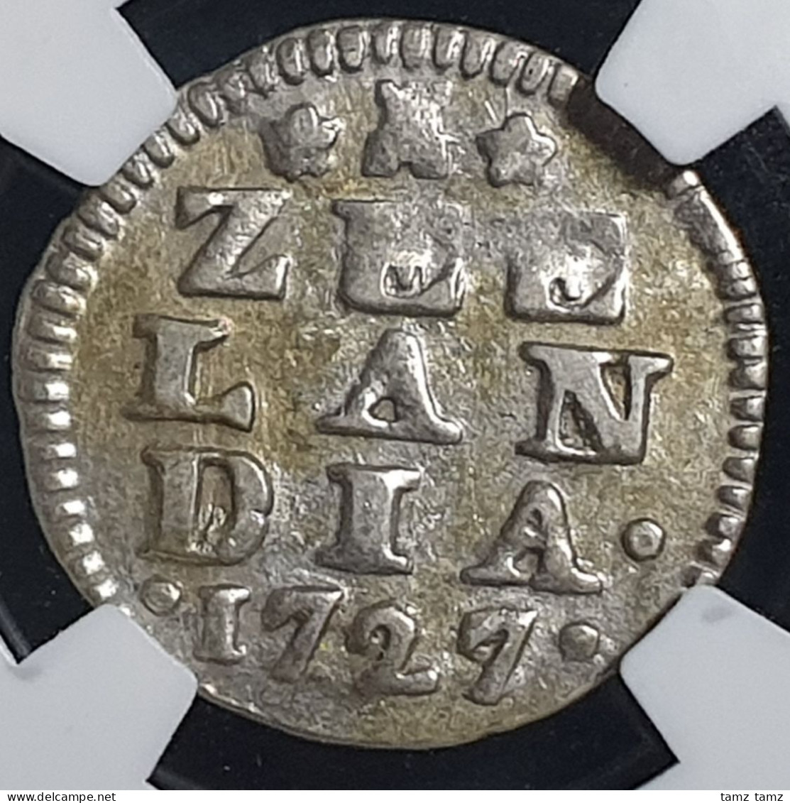Provincial Dutch Netherlands Zeeland Zeelandia 2 Stuiver 1727 Silver NGC AU 55 - Monnaies Provinciales