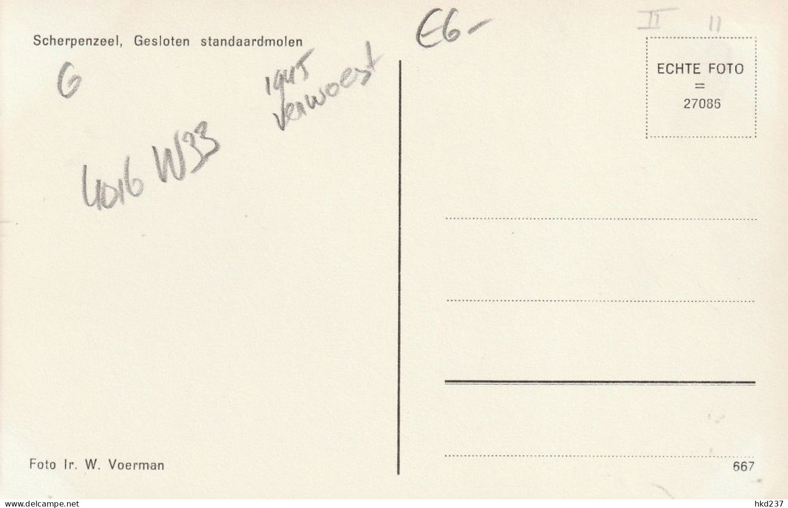 Scherpenzeel Gesloten Standaardmolen Verwoest 1945   4016 - Sonstige & Ohne Zuordnung