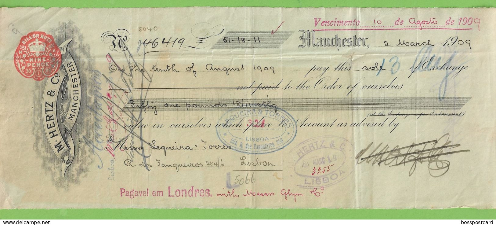 Manchester - Lettre - Bank - Lisboa - Portugal - England - Cheques & Traverler's Cheques