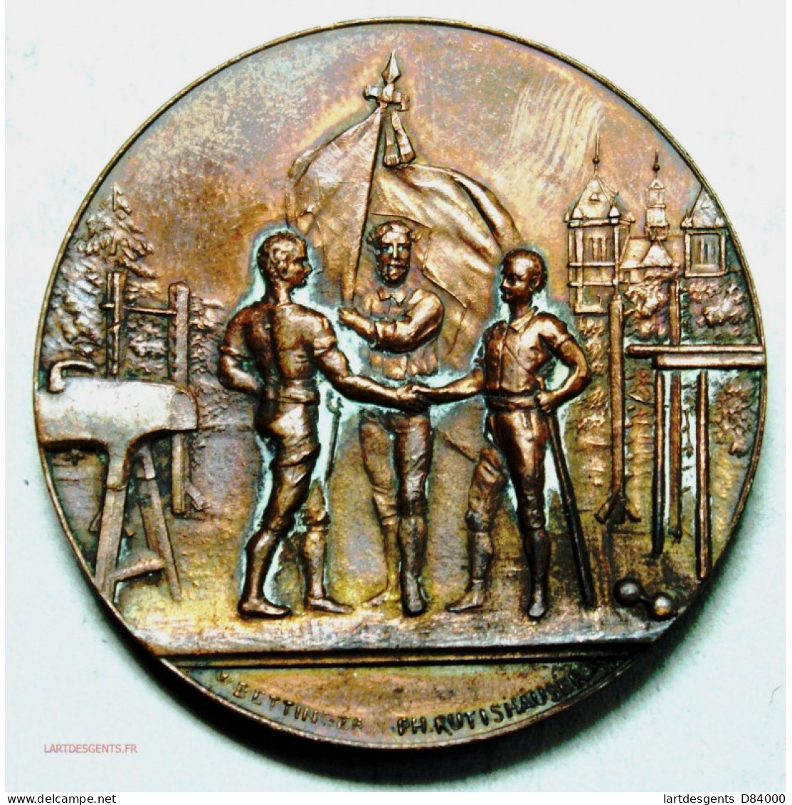 Médaille SUISSE Fête Fédérale De Gymnastique Genève 1891 Par BETTINGER - Professionali/Di Società