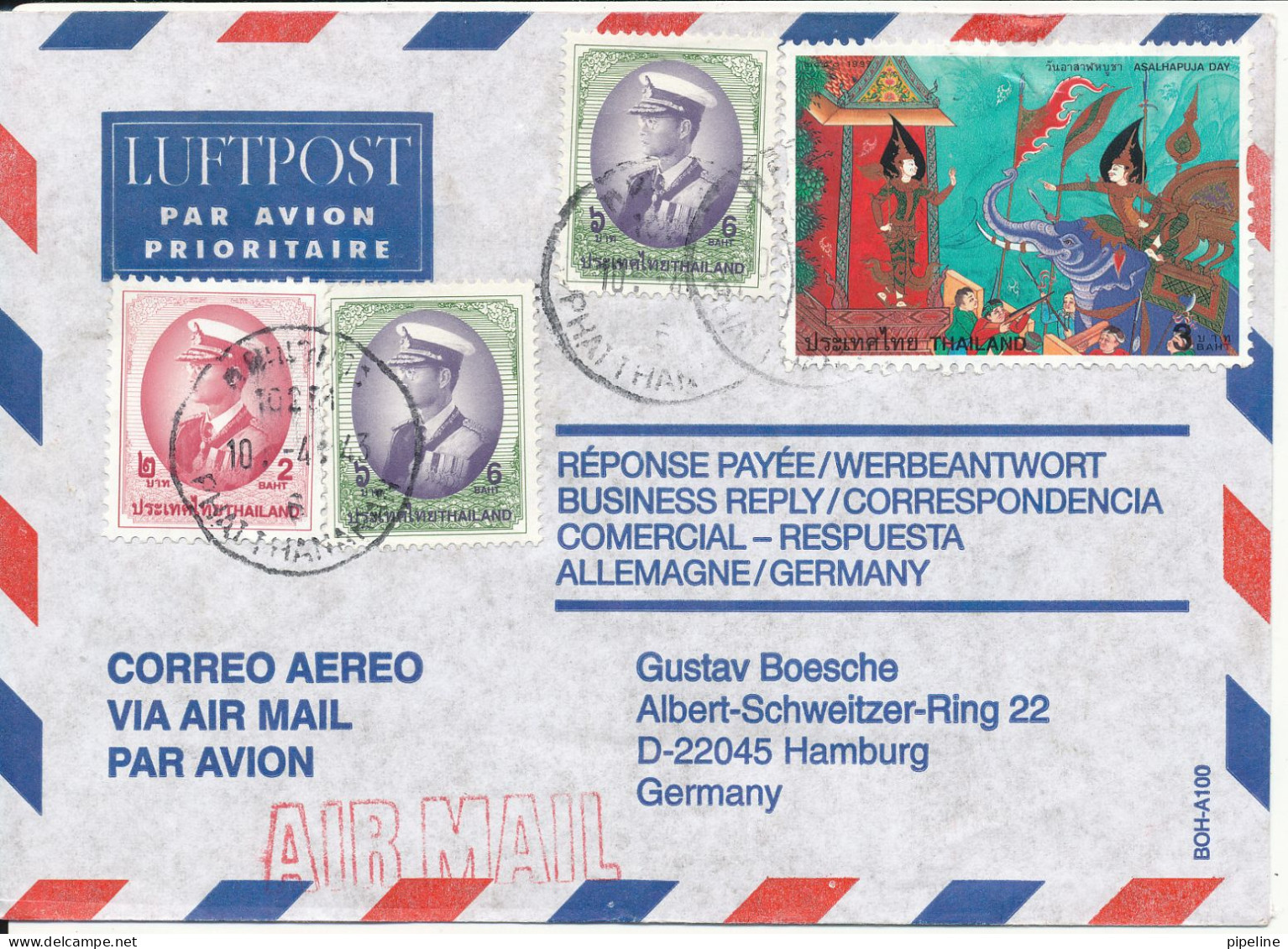 Thailand Air Mail Cover Sent To Germany - Thailand