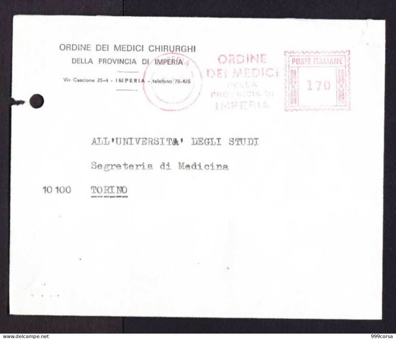 TEM. SALUTE(M), Ordine Dei Medici Della Prov. Di Imperia, ASL 31, ASL 6, Medicina, Ema,meter,freistempel - Franking Machines (EMA)