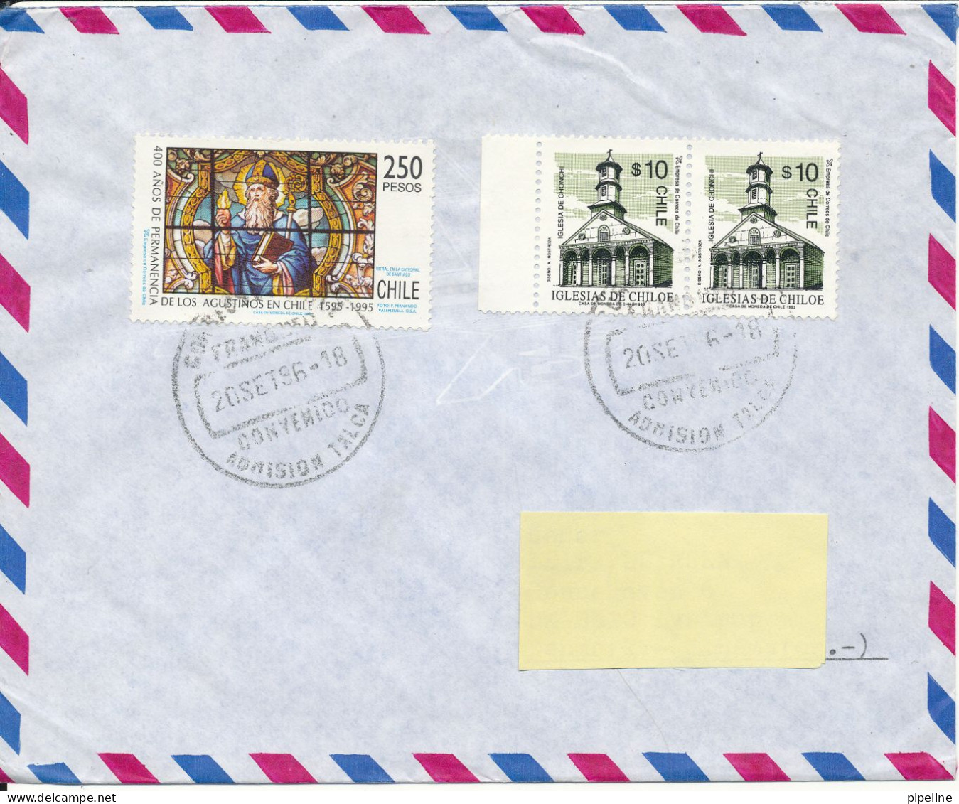 Chile Air Mail Cover Sent To Denmark 20-9-1996 Topic Stamps - Cile