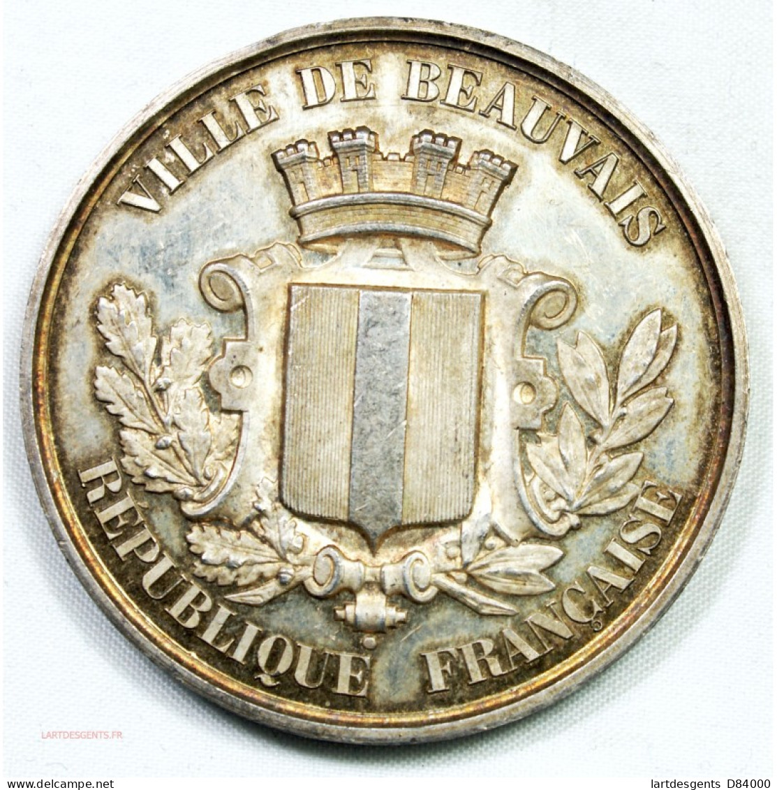 Médaille Argent, Expo Agricole Horticulture Et Scolaire Beauvais 1879 - Profesionales/De Sociedad