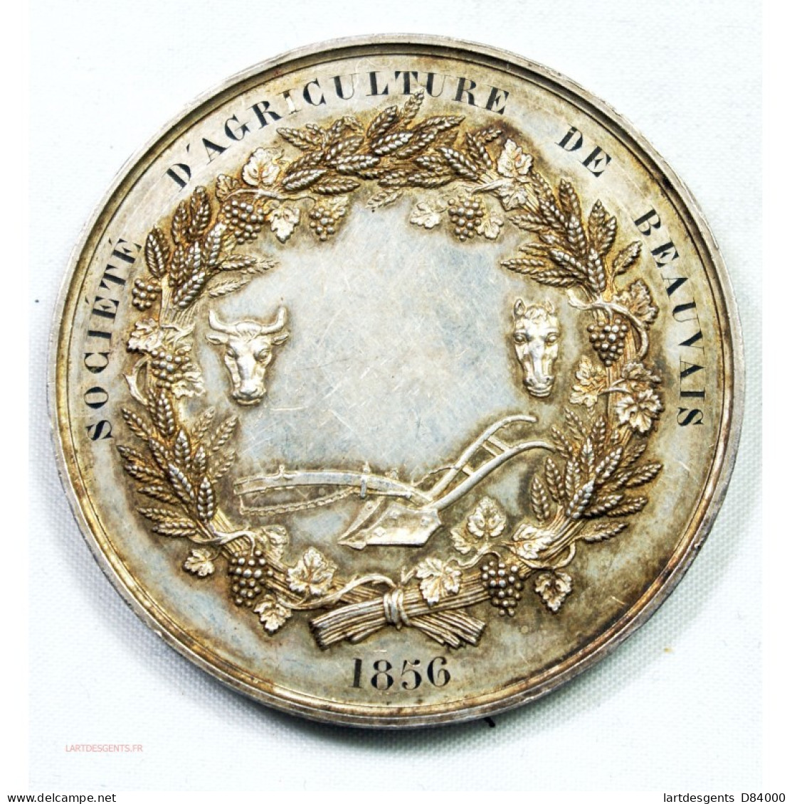 Médaille Argent, Napoléon III STE Agriculture De BEAUVAIS 1856 Par BARRE - Professionali/Di Società