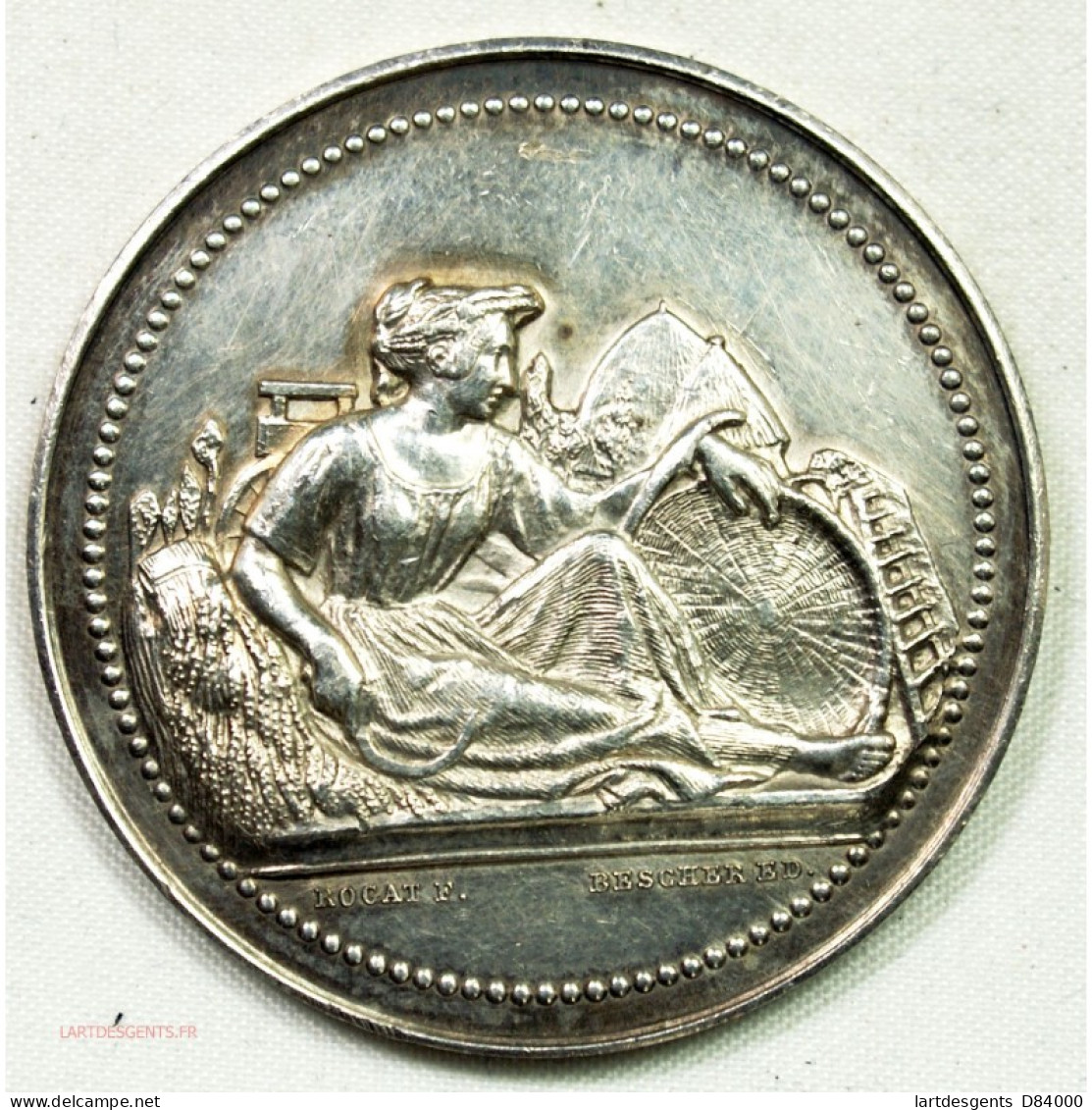 Médaille Argent Agriculture De BEAUVAIS 1884, Cantonal BRESLES Par ROGAT - Profesionales/De Sociedad