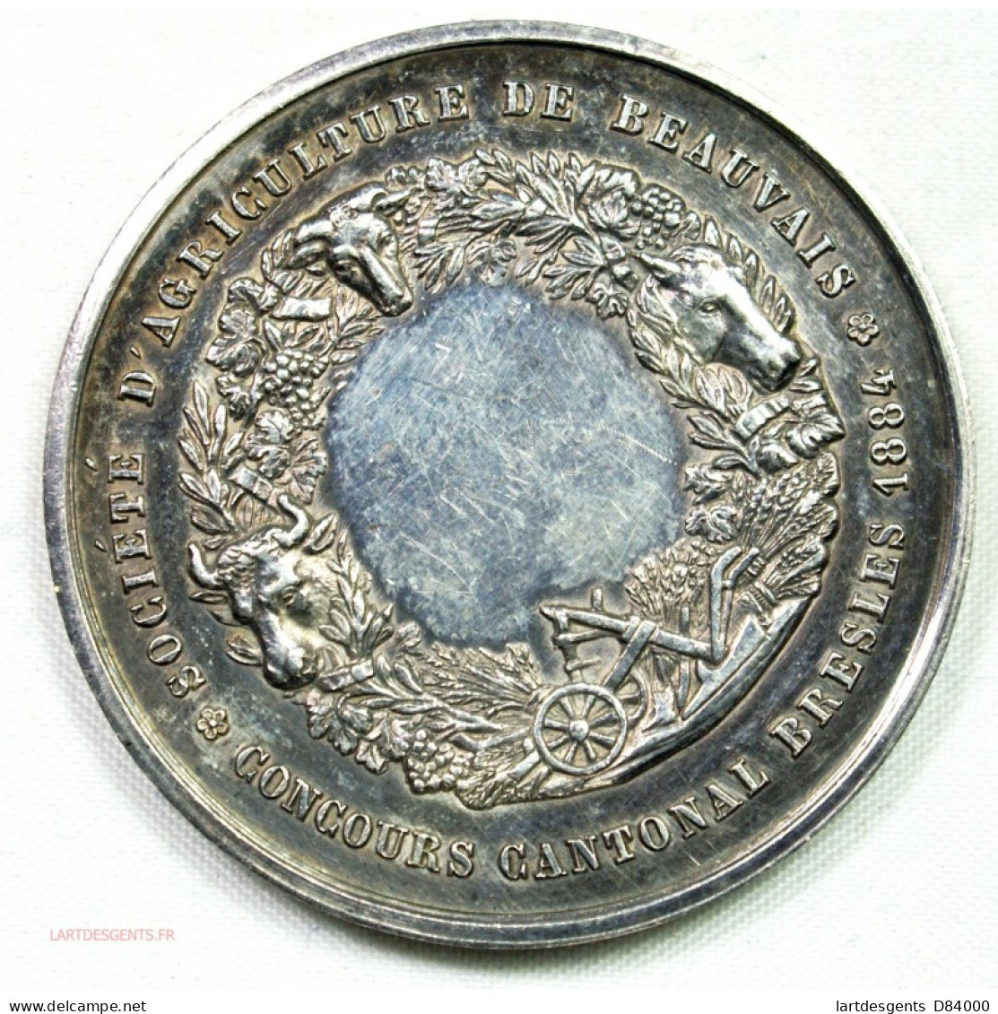 Médaille Argent Agriculture De BEAUVAIS 1884, Cantonal BRESLES Par ROGAT - Firmen