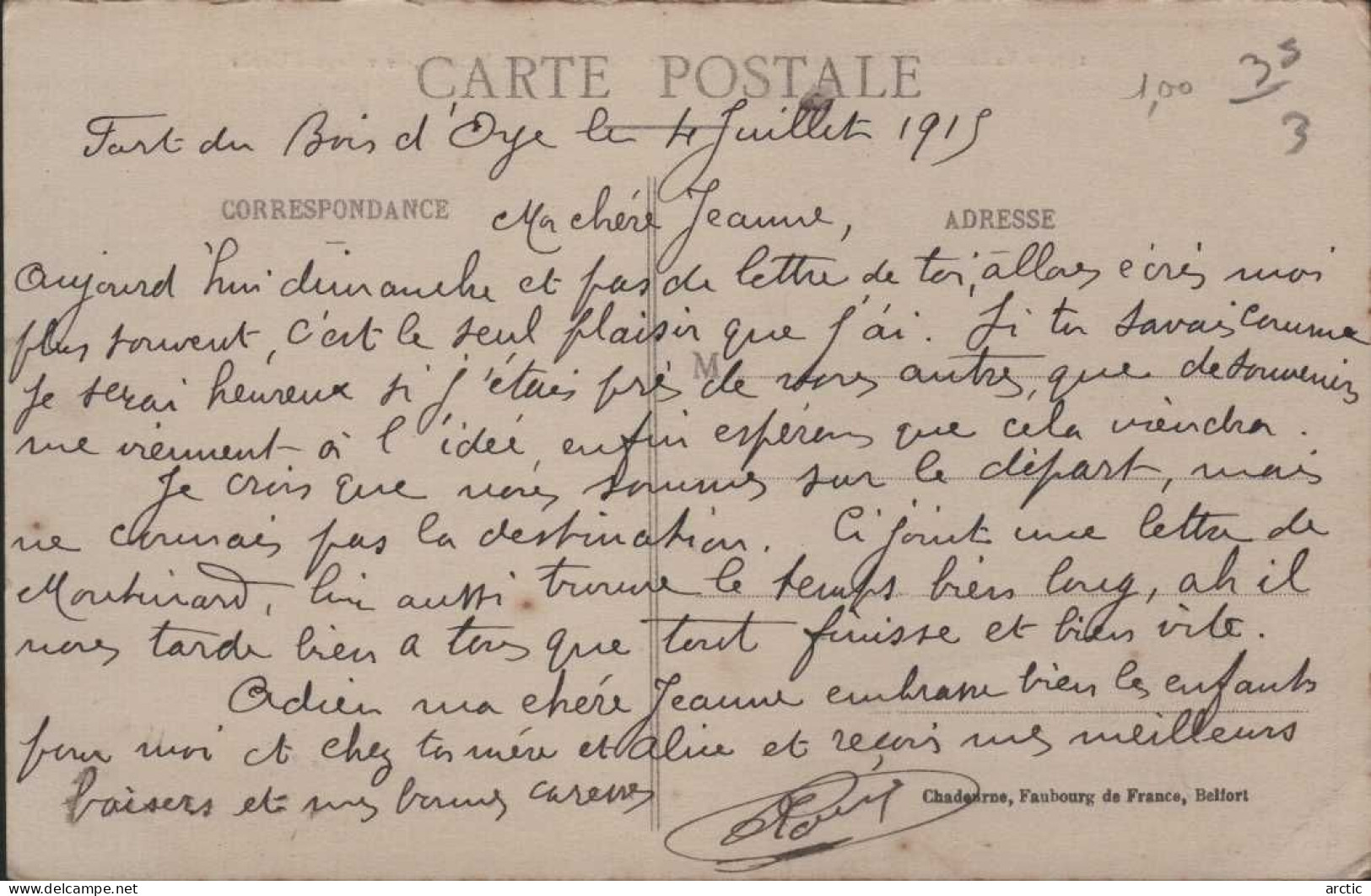 Vallée De Wesserling Occupée Par Nos Troupes , Dans Le Fond Le Village De URBES Tampon Du 14e Régiment D'infanterie - Other & Unclassified