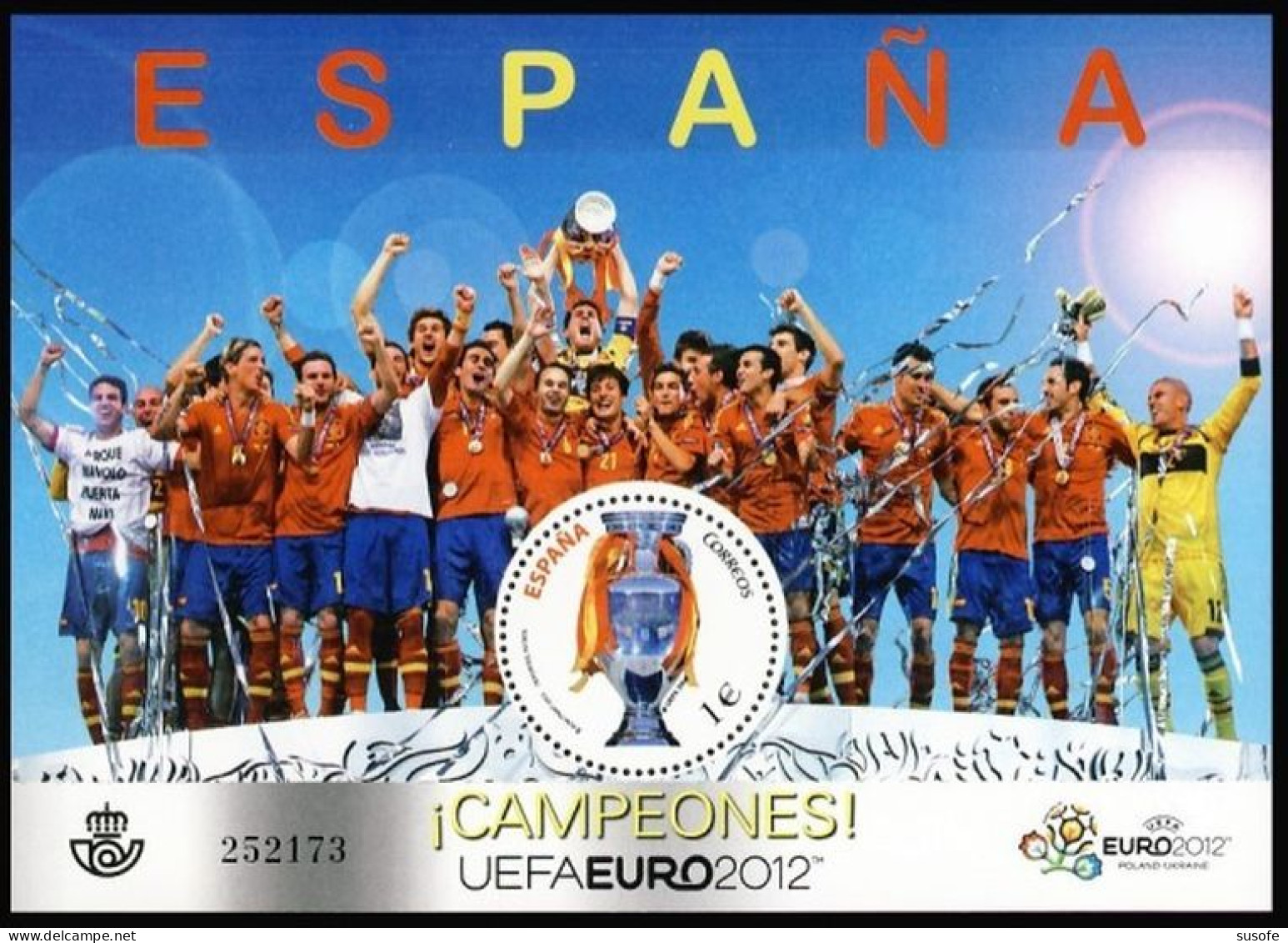 España 2012 Edifil 4757 Sello ** HB Campeones De Europa De Futbol Michel BL230 Yvert BF218 Spain Stamp Timbre Espagne - Neufs