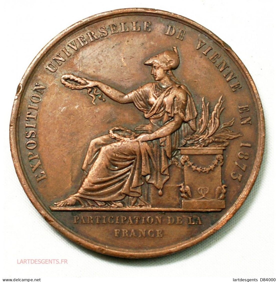 Médaille Exposition De VIENNE 1873 Par CAQUE, Lartdesgents - Profesionales/De Sociedad