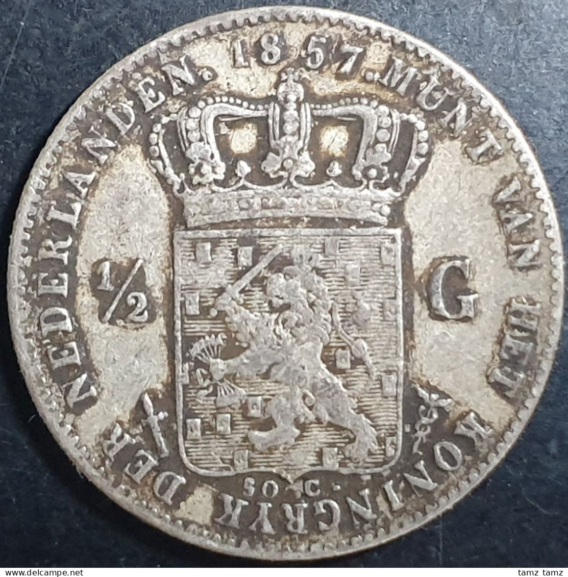 Netherlands 1/2 0.5 Gulden Willem III 1857 Fine - 1849-1890: Willem III.