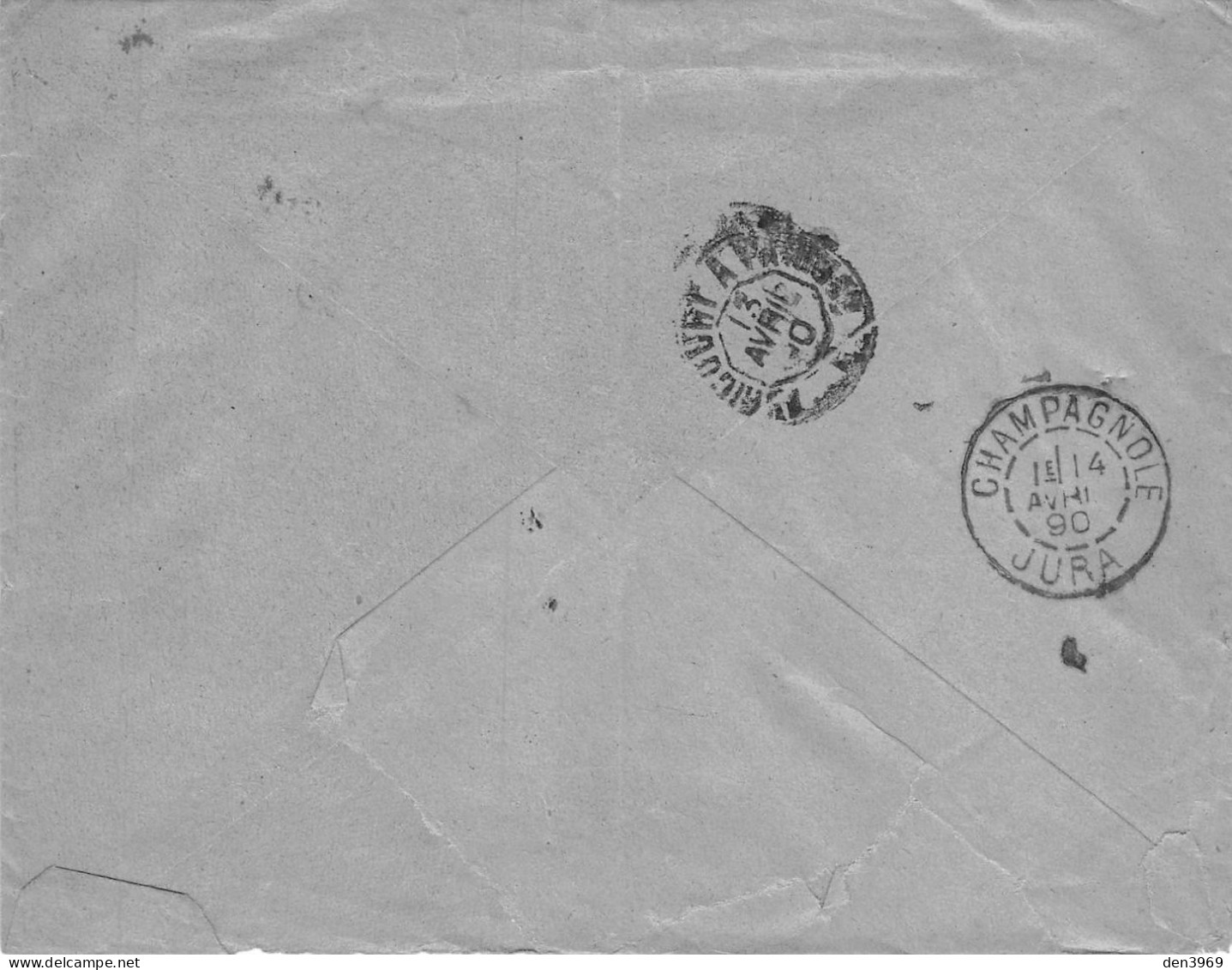 Enveloppe Petetin, Meunier à CHAMPAGNOLE (Jura) - Envoi De Emile Bitz, Grains Et Farines - Cachet Poste Reims, 1890 - Champagnole