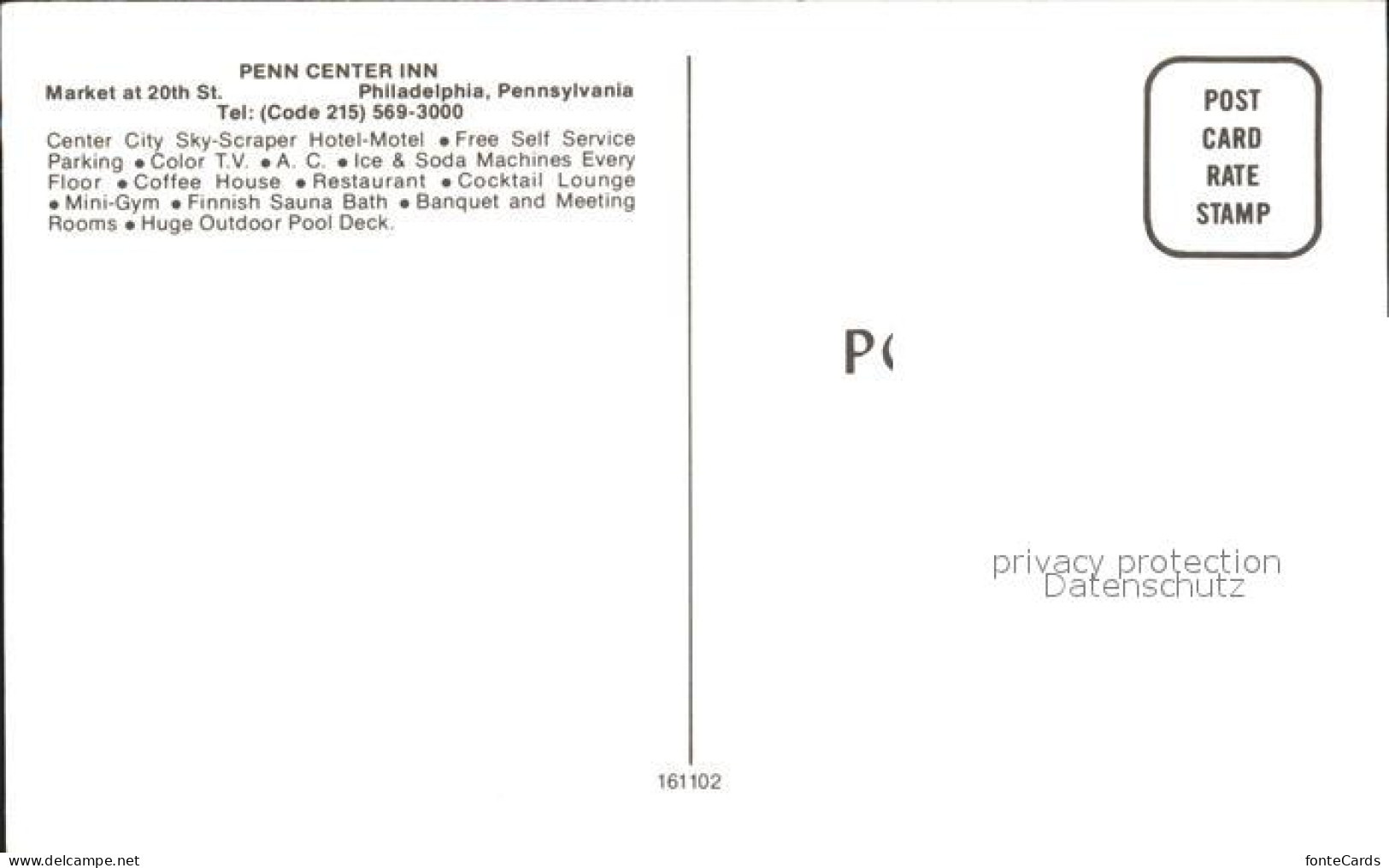 71949012 Philadelphia Pennsylvania Penn Center Inn Philadelphia Pennsylvania - Altri & Non Classificati