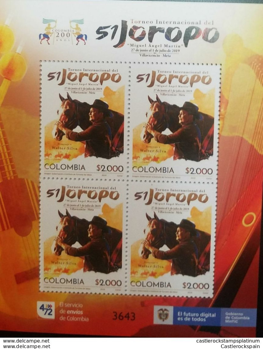 RO) 2019 COLOMBIA, GENERO MUSICAL JOROPO - DANCE, SYMBOL OF THE PLAIN HORSE, EPISODES OF THE LIBERATOR CAMPAIGN, WALTER - Colombia