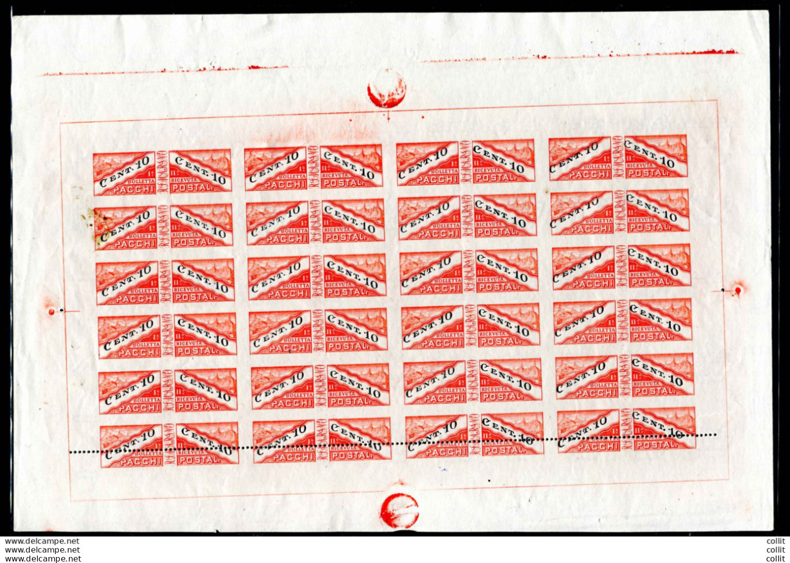 Pacchi Postali Cent. 10 Foglio Varietà 2 - Unused Stamps