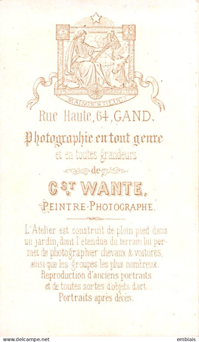 GAND - Photo CDV Portrait D'un Jeune Garçon Enfant De Cœur Par Le Photographe C.WANTE Artiste Peintre Photographe, Gand - Old (before 1900)