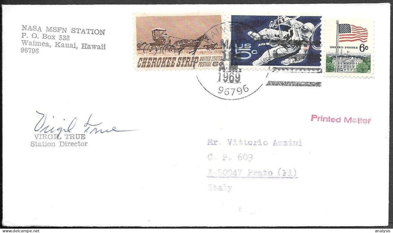 US Space Cover 1969. "Apollo 10" Launch. Tracking Waimea Hawaii - Verenigde Staten