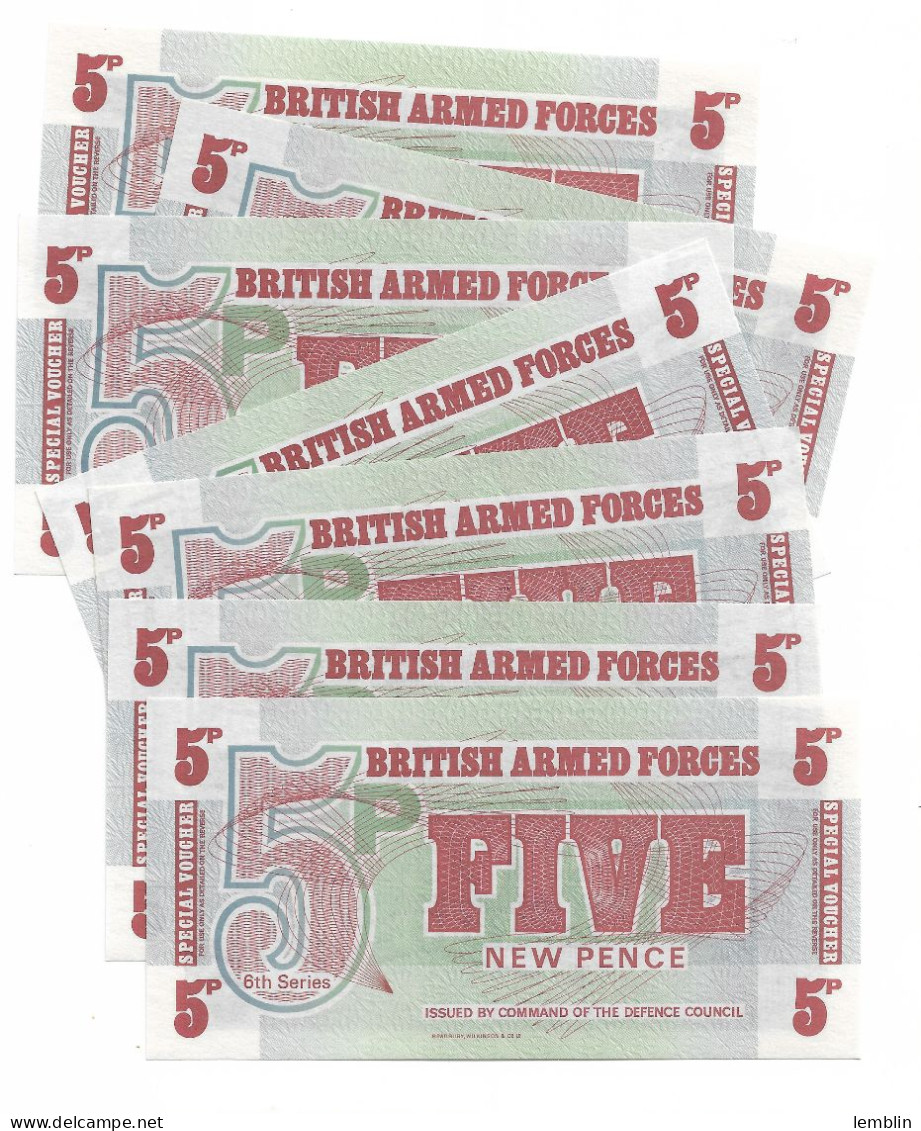 GRANDE-BRETAGNE - 7 X 5 NEW PENCE NEUF UNC - British Armed Forces & Special Vouchers