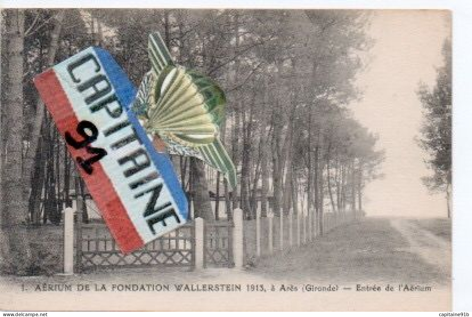 CPA  AERIUM DE LA FONDATION WALLERSTEIN 1913 A ARES GIRONDE ENTREE DE L AERIUM. X X - Arès