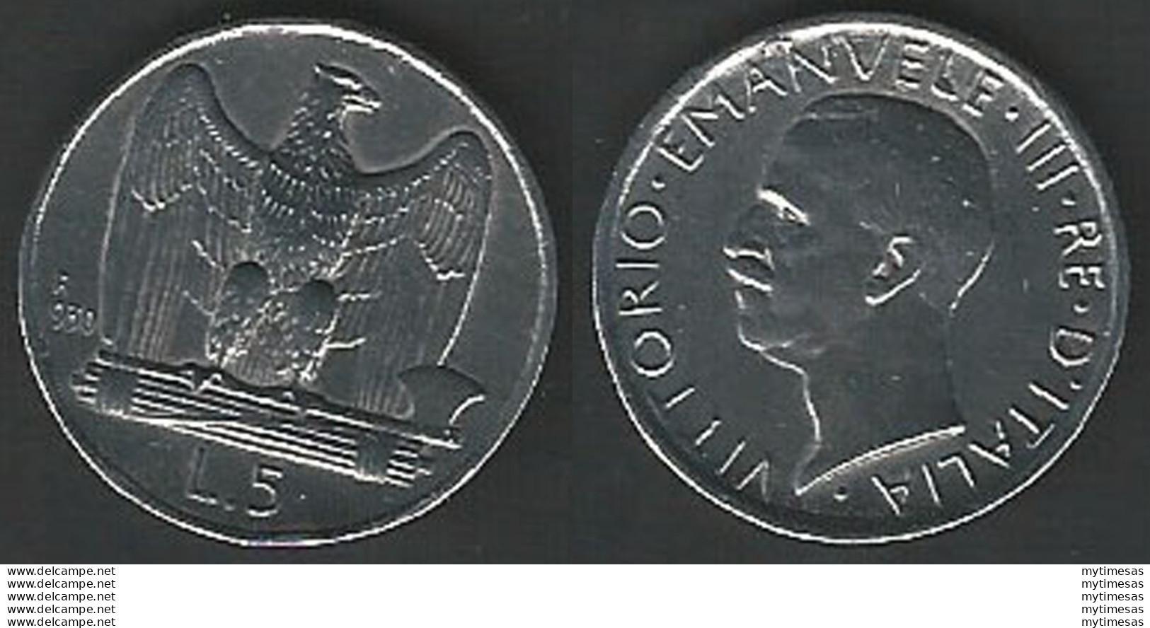 1930 Lire 5 Aquilotto Falso D'epoca Emesso In Circolazione - 1900-1946 : Vittorio Emanuele III & Umberto II