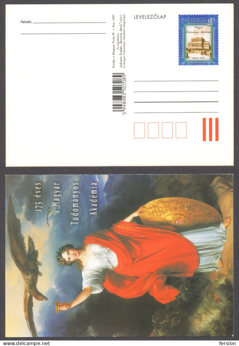 Painting MINERVA EAGLE 2000 Hungary  175th Anniv Hungarian Academy Of Sciences MTA - STATIONERY POSTCARD - Postal Stationery