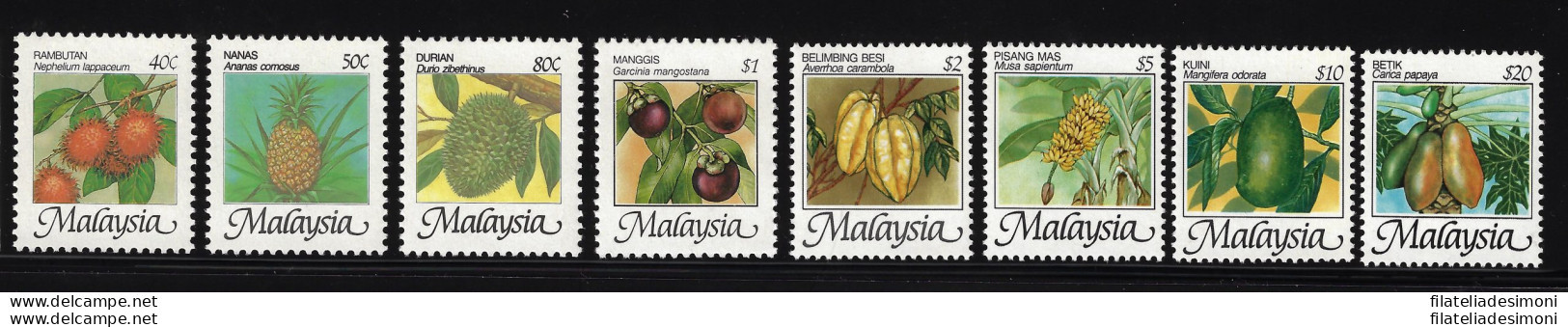 1986 Malaysia, Yvert E Tellier N. 343-50, Frutti, 8 Valori, MNH** - Other & Unclassified