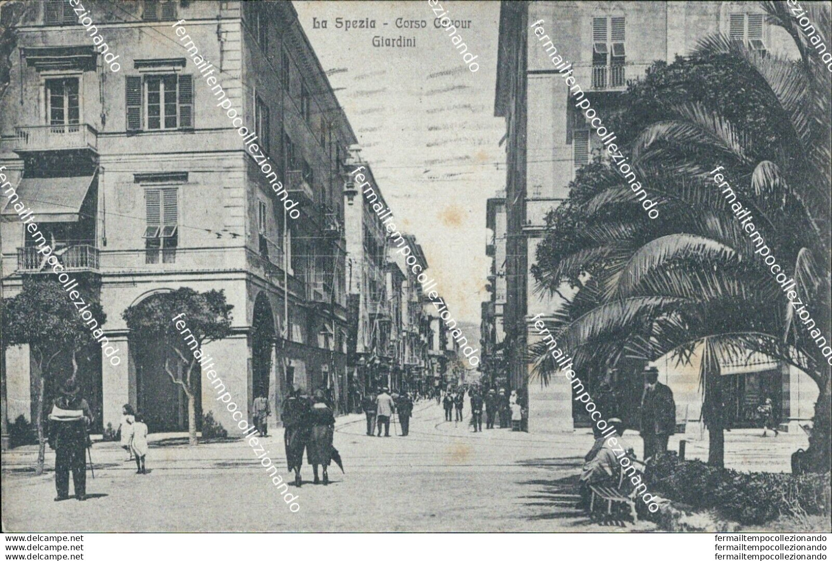 Bg262 Cartolina La Spezia Citta' Corso Cavour Giardini 1927 - La Spezia