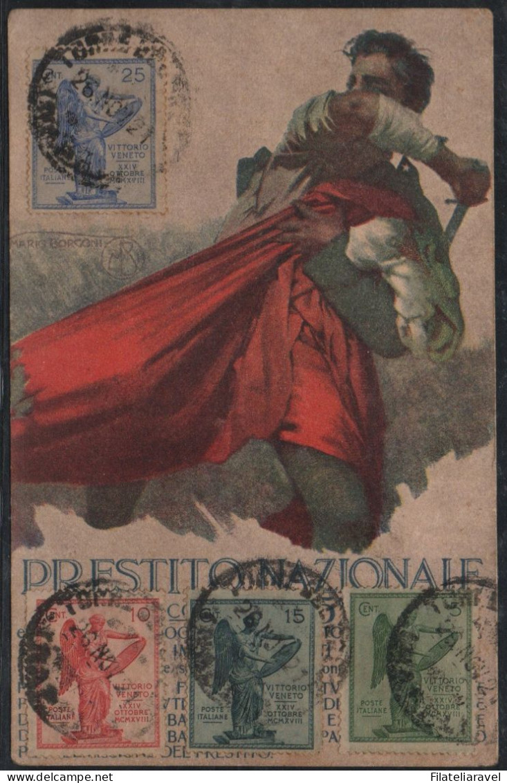 REGNO 1921 Cartolina Militare"Propaganda Prestito Nazionale" Affrancata Con La Serie " 3° Anniversario Della Vittoria" - Marcofilía