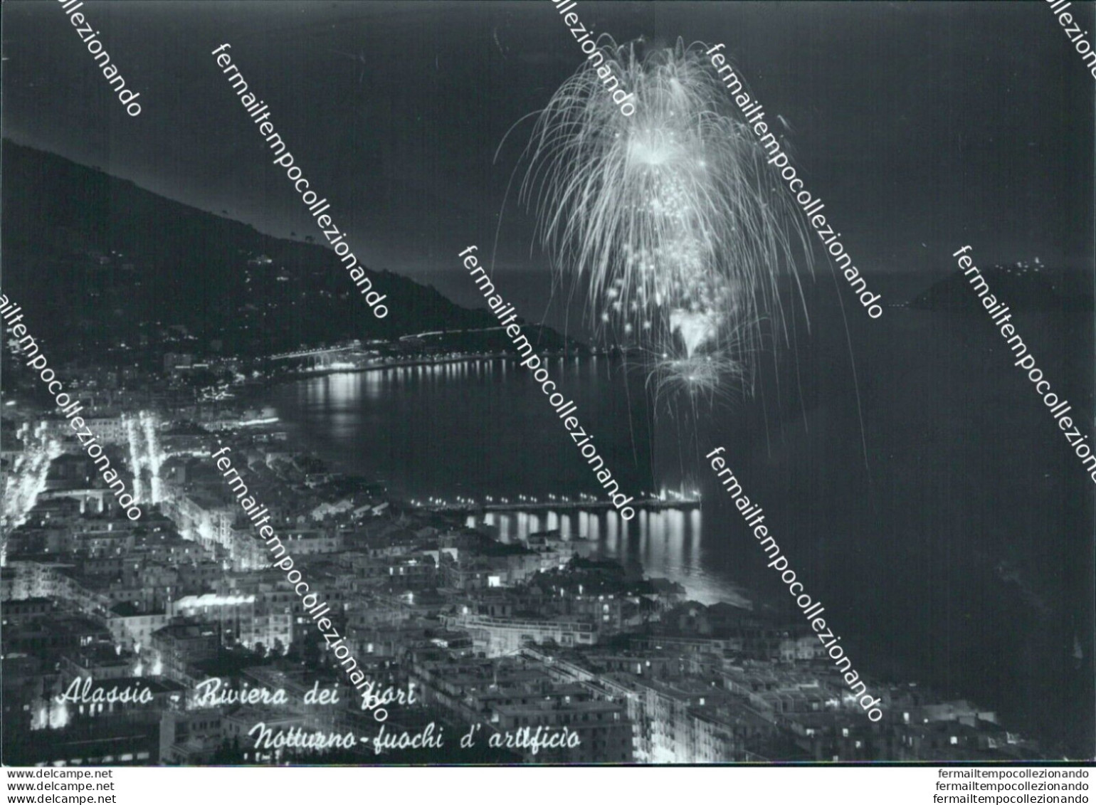 Br579 Cartolina Alassio Riviera Dei Fiori Notturno Fuochi D'artificio Savona - Savona