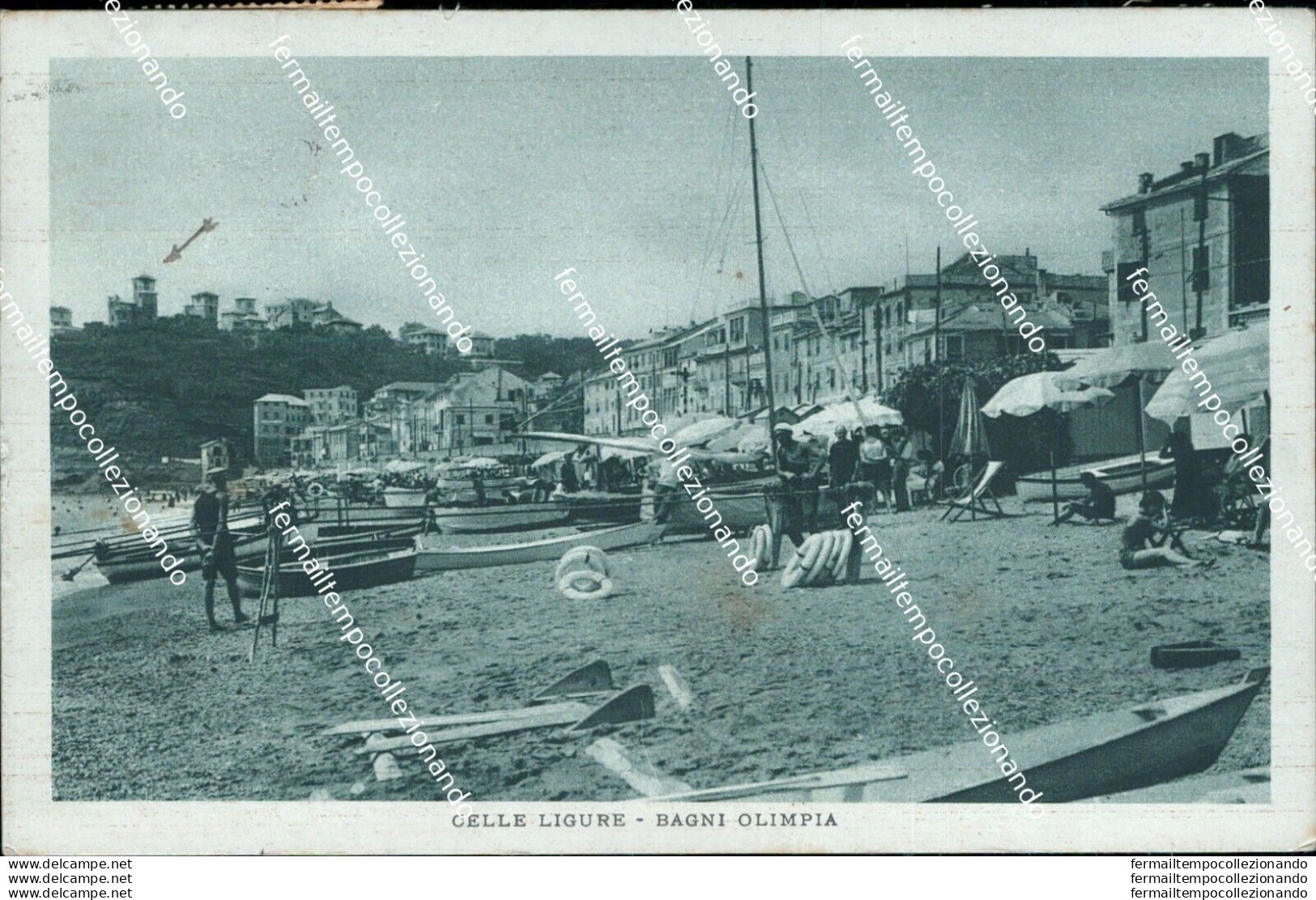 Bg376 Cartolina Celle Ligure Bagni Olimpia 1935 Provincia Di Savona - Savona