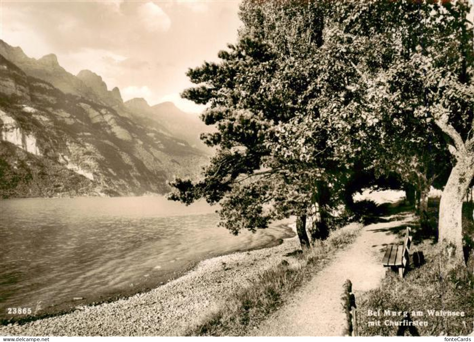 13956223 Murg_Quarten_Walensee_SG Uferpromenade Blick Gegen Churfirsten - Sonstige & Ohne Zuordnung